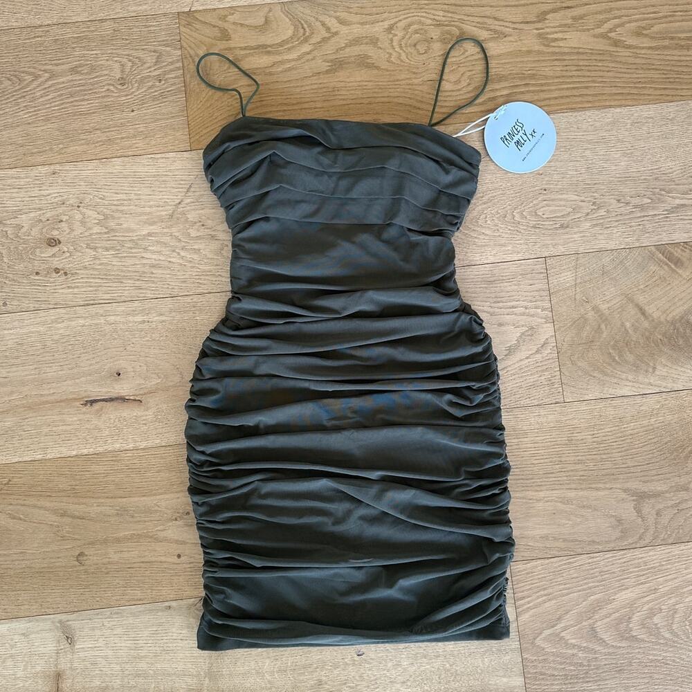 Princess Polly - Tara Ruched Mini Dress in Green